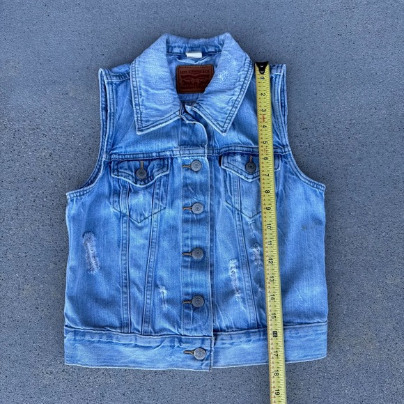 Levi's Vintage Sleeveless Trucker Vest Denim Jean X-Small - Picture 5 of 10